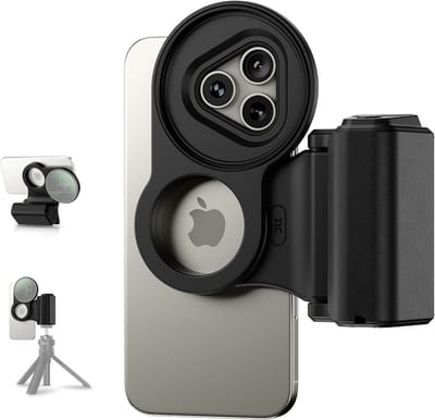 2-in-1 Smartphone Handgreep met Bluetooth en 67mm Filteradapter voor iPhone 16 Pro Max, 15 Pro Max en 14 Pro Max - Ideaal voor Fotografie en Videografie