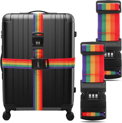 Verstelbare Bagageband voor Koffers, 2 Stuks met Code, Ideaal voor Reizen en Bagagebeveiliging in Regenboogkleur