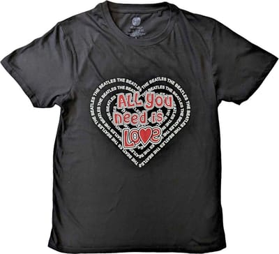 The Beatles - All You Need Is Love Heart Heren T-shirt - S - Zwart