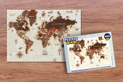 Puzzel Wereldkaart - Vintage - Kompas - Legpuzzel - Puzzel 1000 stukjes volwassenen