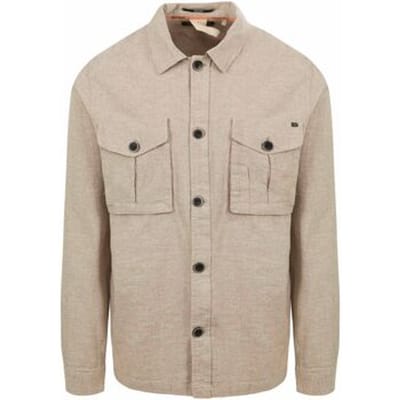 No Excess Overshirt Linnen Beige - Maat XL - Heren