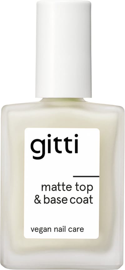 Gitti Matte Top & Base Coat nagellak - topcoat - basecoat - matte look - minimaal 82% natuurlijk - 23 vrij - manicure - blijft minimaal 7-10 dagen zitten - versterkt de nagels - unieke, sterke vegan formule