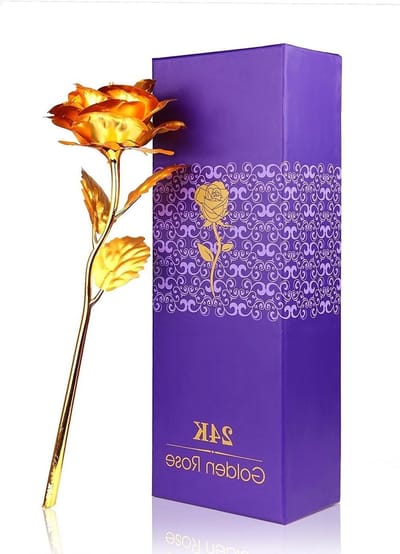Romantische 24K Gouden Foil Roos Volle Bloei, Handgemaakt Cadeau voor Haar met Luxe Doos, Perfect voor Verjaardag en Jubileum