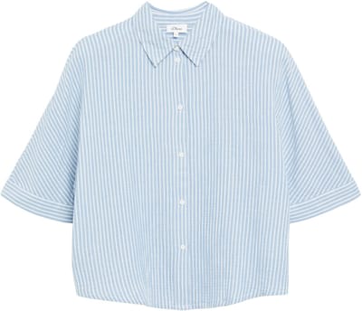 Gestructureerde blouse met korte mouwen en kraag met plissé details voor vrouwen s.Oliver