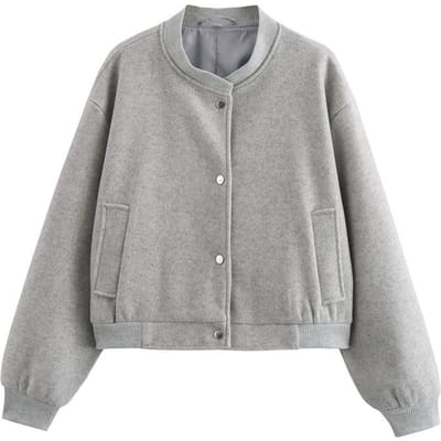 Damesjas Cropped Bomberjacks voor Dames Beige Zwart Tweed Jas Damesmode Lange Mouw Korte Jassen M