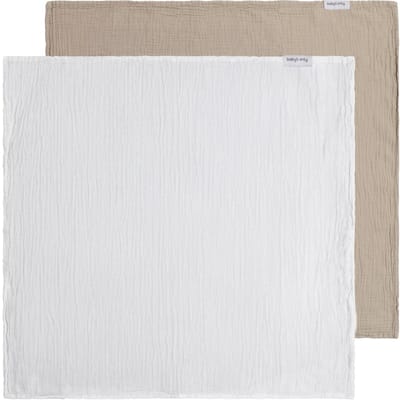 Baby's Only Hydrofiele doek Tender - Swaddles voor baby - Inbakerdoek - Hydrofiele luier - Mousseline - Beige/Wit - 115x115 cm - 2-pack - 100% prewashed katoen