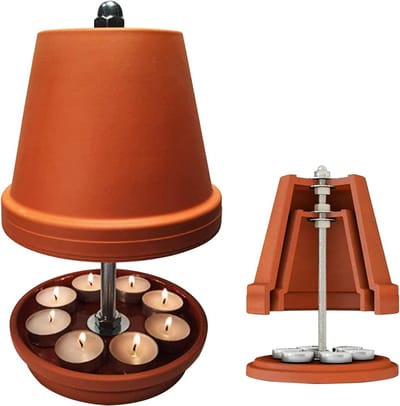 Theelichtoven - Kaarsenoven Waxinelichtoven - Ruimte Verwarmen - Dubbelwandig - 20 x 20 x 20 cm - Terracotta