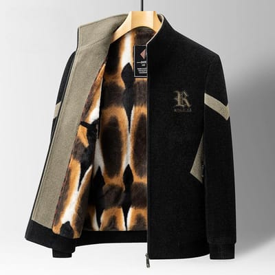 Herfst en Winter Nieuwe Heren Chenille Jassen, Modieuze en Casual Opstaande Kraag Goud Nerts Velours Plus Fluweel Verdikte Jassen voor Heren 4XL gray