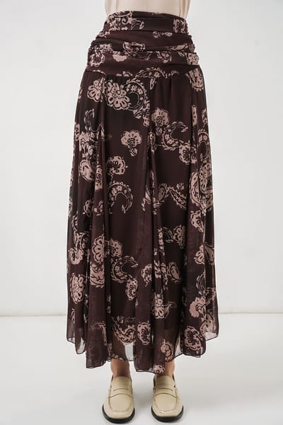 Hoge Taille Paisley Maxi Rok
