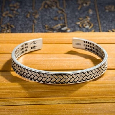 Nieuwe modieuze, retro gevlochten armbanden van 925 sterling zilver met boeddhistische hartsoetra-opening Tyb121 zwart
