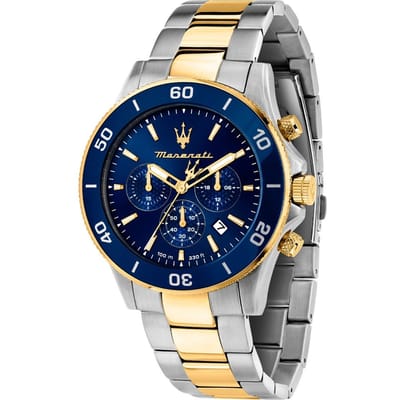 Maserati Competizione Chronograaf Tweekleurig Roestvrij Staal Blauwe Wijzerplaat Kwarts R8873600006 100M Herenhorloge blauw