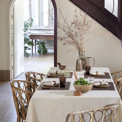 WOW Tafellaken 65% katoen - 35% linnen | Essence Ivory | Tafellaken Crème | 150x250cm