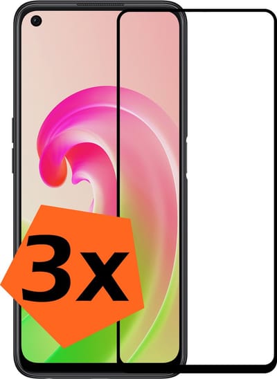 Screenprotector - 3 Stuks - Geschikt voor OPPO A96 - Full Cover - Gehard Glas - Beschermglas - Tempered Glass - Screen Protector