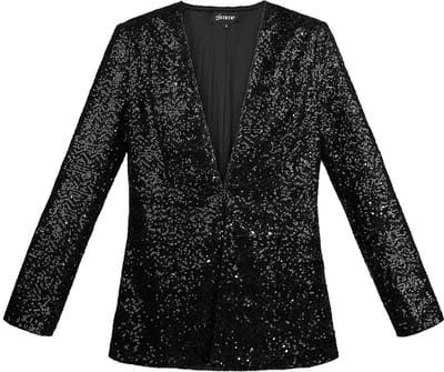 Stralende Vrouwen Blazer met Paillettenversiering - Zwart - Maat S