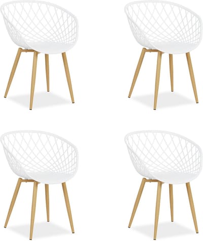 Homestyle4u Tuinstoelen - Set van 4 - Kunststof - Wit