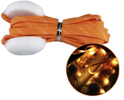 CHPN - Oranje Veters met LED verlichting - Lichtgevende veters - Oranje licht - Opvallende veters - 120CM - Ronde veters - Coole veters - Werkt op batterijen - 1 paar