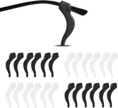 12 Paar Siliconen Anti-Slip Oorhaakjes - Brilhaakjes - Brillenpootjes - Anti Slip Pootjes Bril - Anti-Slip Oorstrips - Siliconen - Bril Accessoires - Geschikt Voor Brillen, Zonnebrillen, Leesbrillen En Andere Brillen - Zwart En Transparant