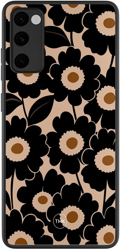Hoesje geschikt voor Samsung Galaxy S20 FE - Bloom luxe - Zwart, Bruin - TPU case - Bloemen - Hardcase zwart telefoonhoesje