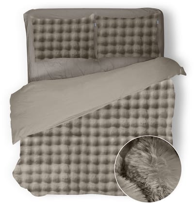 Eleganzzz Dekbedovertrek Shiny Bubble Pom Pom Flanel Fleece - Beige - Dekbedovertrek 200x200/220cm - 100% flanel fleece - Tweepersoons dekbedovertrekken - 200x220cm - Teddy Dekbedovertrek - Fluffy Dekbedovertrek - Effen Dekbedovertrek