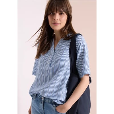 Blouse met gespleten hals en strepen