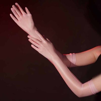 Gants longs ultra-fins pour hommes et femmes sexy brillants comme de l'huile pour fête cosplay gants pour hommes doigts complets mitaines serrées gants Aurora boîte de nuit One Size brown