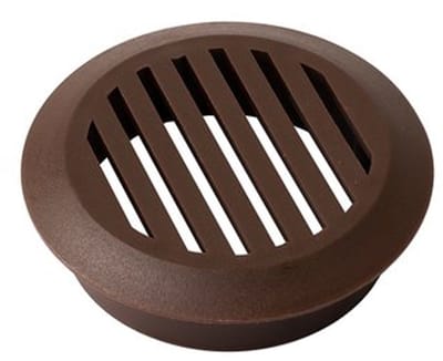 Ventilatierooster rond bruin - set van 10 zwarte ventilatieroosters - diameter 50 mm - kunststof - met afdekrand – voor kasten en meubels