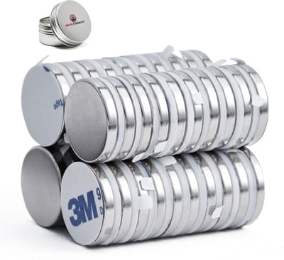 Brute Strength - Super sterke zelfklevende 3M magneten - Rond - 20 x 3 mm - 40 Stuks - Kleef Magneten - Neodymium magneet sterk - Voor koelkast - whiteboard
