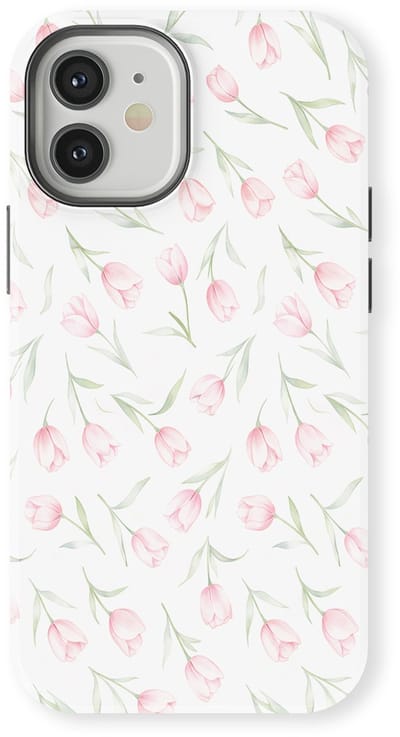 Bloemen Design Hoesje geschikt voor iPhone 12 Mini | Flower Print Tough Case met Mag | Shockproof | Bloemen Motief Backcover geschikt voor iPhone 12 Mini Soft Tulips
