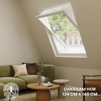 Dakraam Hor - 134 x 140 cm - Geschikt voor Velux: UK08 (GGL 8, 808, u08) Fakro/Optilight: Maatcode 17 Insect Raamhor - Insecten Plissé - Vliegenhor – Gaas - Inbouw Zonder boren