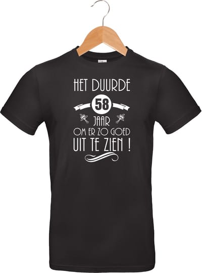 mijncadeautje - T-shirt unisex - zwart - verjaardag - Het duurde 58 jaar - maat S