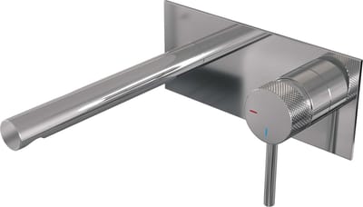 Brauer Chrome Carving inbouw wastafelmengkraan met rechte uitloop en afdekplaat model A1 chroom