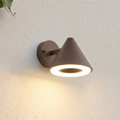 Lindby LED buiten wandlamp Soran, bruin, metaal, IP44