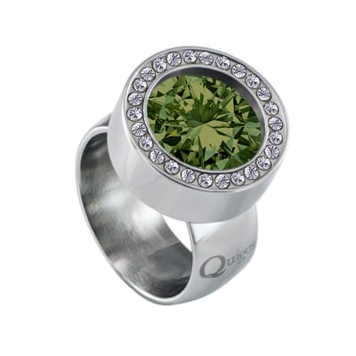 Quiges RVS Schroefsysteem Zirkonia Ring Zilverkleurig 17mm met Verwisselbare 12mm Mini Munt - SLSRS48417