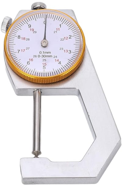 Draagbare Dikte Meter met Ronde Wijzerplaat, Hoge Nauwkeurigheid, 0.1 mm Resolutie, Ideaal voor Metingen van Metaal en Hout, Inclusief Opbergdoos voor Sieraden