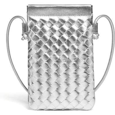 Nouveau mini sac de téléphone portable simple et élégant, sac tissé à la main, petit sac à monnaie rétro tendance, sac bandoulière messager pour femme. silver multicolore