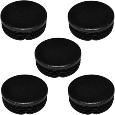 5 x Ronde Stoppers voor Stoelen, Zwart, Kunststof, Gatafdekking voor Meubels (Ø 45 mm)