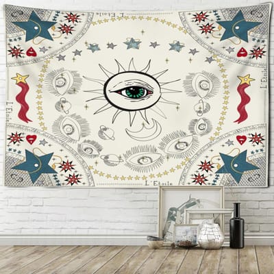 Zon Maan Tarot Wandtapijt Wandhanger Psychedelisch Boheems Hekserij Tapiz Mysterie Slaapkamer Woondecoratie 95x70cm