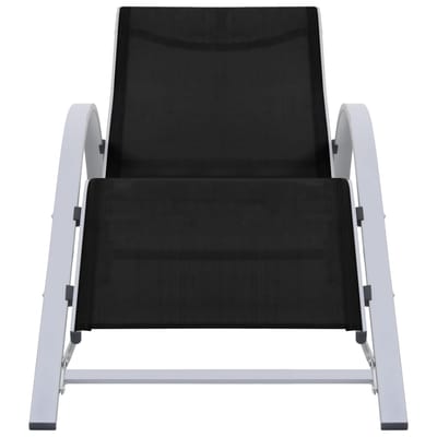 vidaXL - Ligbedden - 2 - st - met - tafel - aluminium - zwart