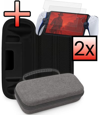 Hoesje Geschikt voor PlayStation Portal Case Hoes Hard Cover Met 2x Screenprotector - Hoes Geschikt voor PlayStation Portable Hoes - Grijs