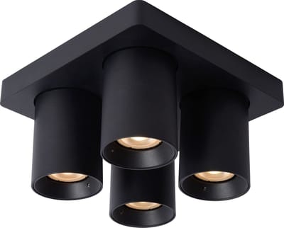 Lucide NIGEL - Plafondspot (Plafondlamp) - LED Dim to warm - GU10 - 4x5W 2200K/3000K - Zwart