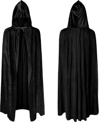 Zwarte heks kindercape met capuchon - lange mantel voor vampier, Halloween verkleedkleding (100 cm)