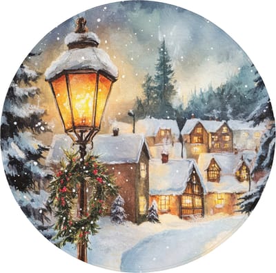 Badmat rond 70x70 cm - Antislip - Kerstdorp - Huizen - Sneeuw - Kerst - Badmatten voor badkamer - Badkamermat - Douchemat - Ronde badkamer mat