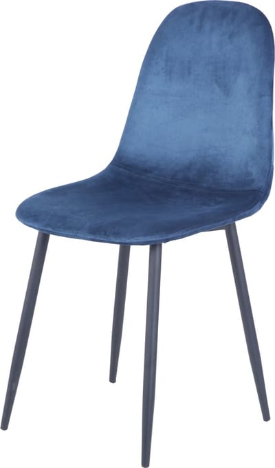 Soph & Tess - Cordoba Eetkamerstoel - Set van 2 - 100 % Velvet - Blauwe eetstoel - Metaalpoot -Industriel