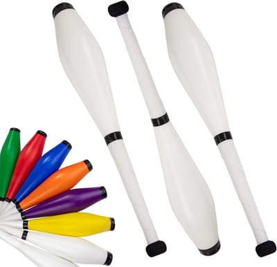 Juggling Clubs - Trainingsset Balanceren - Beginners Oefenen - Zachte Handgrepen - 52 cm Lengte - Wit Zwart