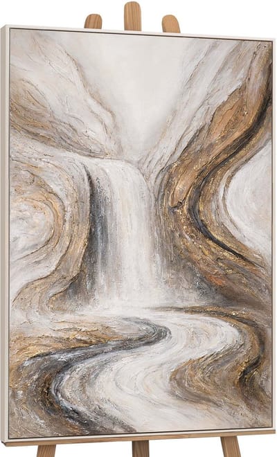 Canvas schilderij handgeschilderd waterfall of dreams abstract – YS-Art Gallery – Luxe wanddecoratie voor woonkamer – Modern schilderij voor slaapkamer en hal