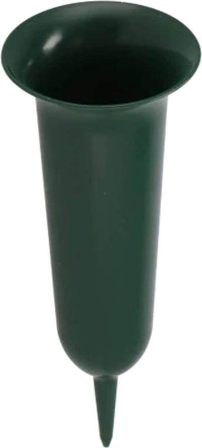 DK Design Grafvaas kunststof - groen - 32 cm - grafdecoratie - bloemenvaas voor herdenkingsplaats/kerkhof