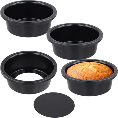 Set van 4 Mini Cakevormen van 10 cm met Uitneembare Bodem, Anti-aanbak Ronde Bakvorm voor Taarten, Gebak en Verjaardagsfeesten