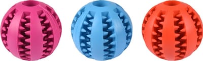 Flamingo Hondenspeelgoed Dental bal - Rood/Blauw/Roze - 7 cm
