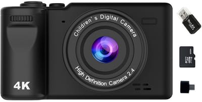 Camera - Digitale Camera - 4K Digitale Camera - 48MP Vlogging Camera met Dubbele Lens (Front & Rear) - Vintage Fototoestel met Nachtmodus & Autofocus - 2.4 Inch IPS Scherm - 8X Zoom & Beeldstabilisatie - Zwart