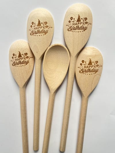 Houten kooklepel met gravure -Happy birthday, pllepel, verjaardag , feest ,kado